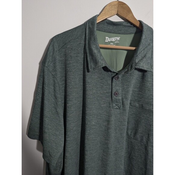 Duluth Moisture Wicking Performance Polo 3XL Mens Green Zipper Front Pocket - Picture 2 of 6